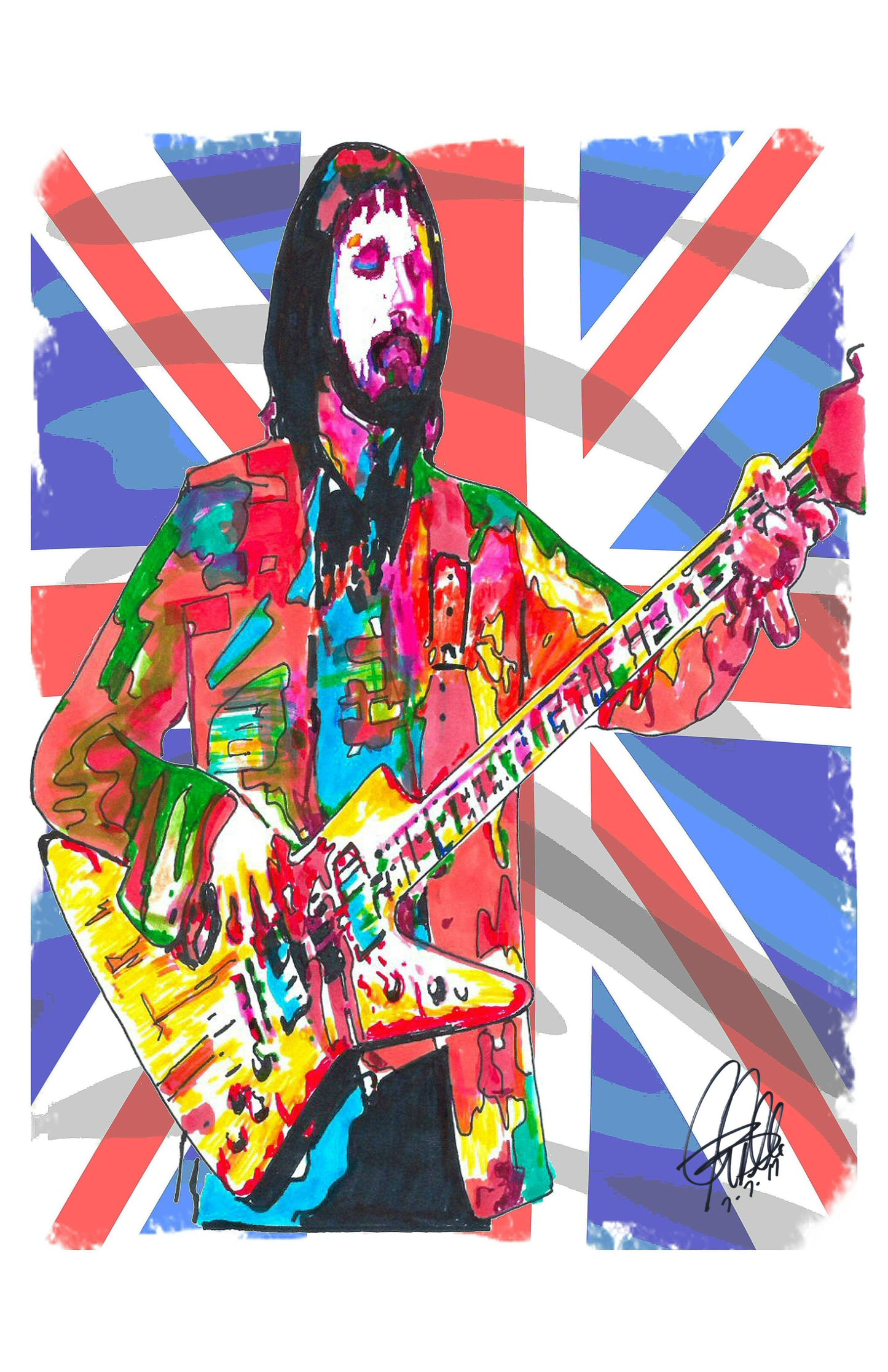 John Entwistle The Who Bass Guitar Hard Rock Music Poster Print Wall Art 11x17