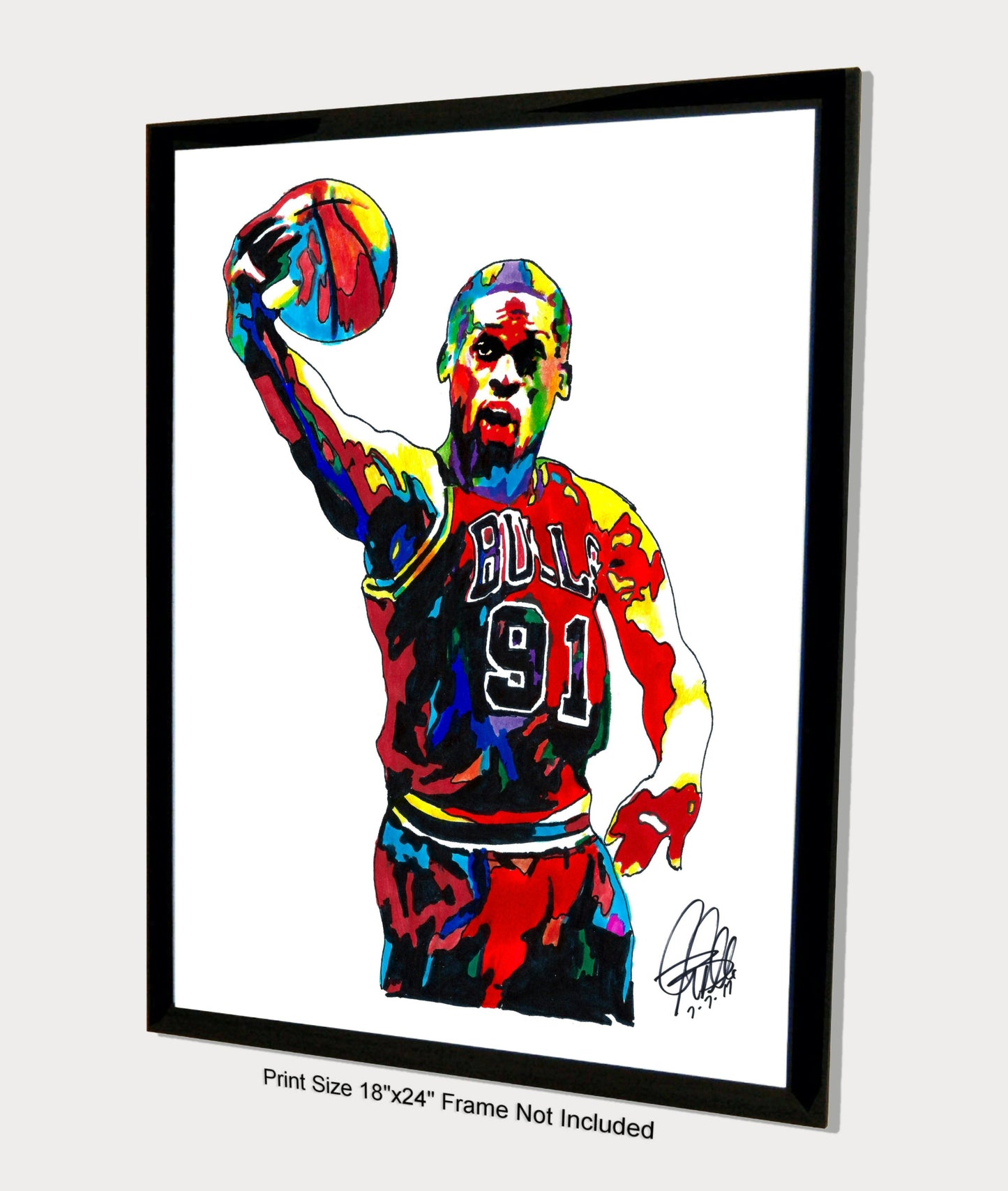 Dennis Rodman Chicago Bulls Basketball Sports Poster Print Wall Art 18x24