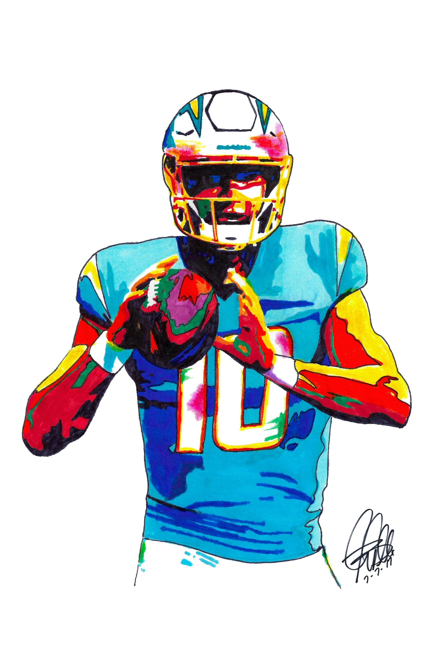 Justin Herbert Los Angeles Chargers QB Football Poster Print Wall Art 11x17