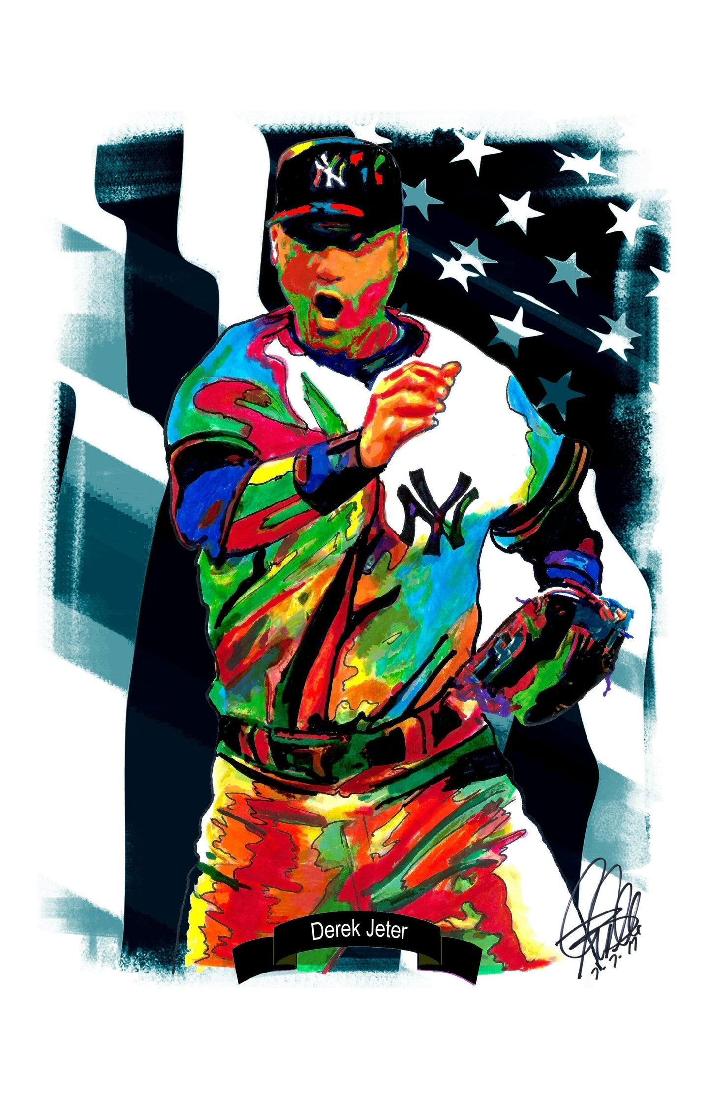 Derek Jeter New York Yankees Baseball Sports Poster Print Wall Art 11x17