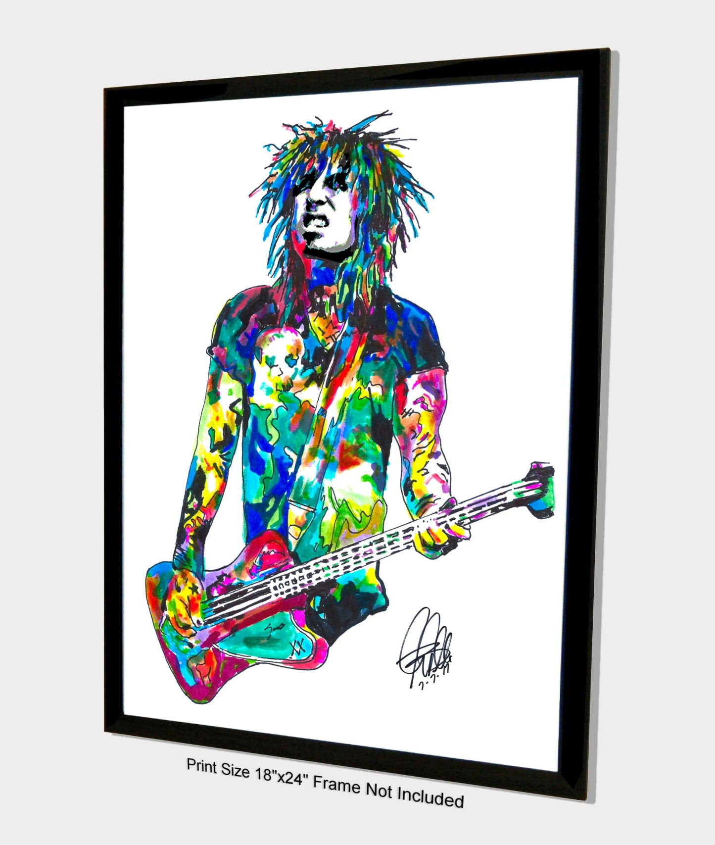 Nikki Sixx Motley Crue Guitar Glam Rock Music Print Poster Wall Art 18x24