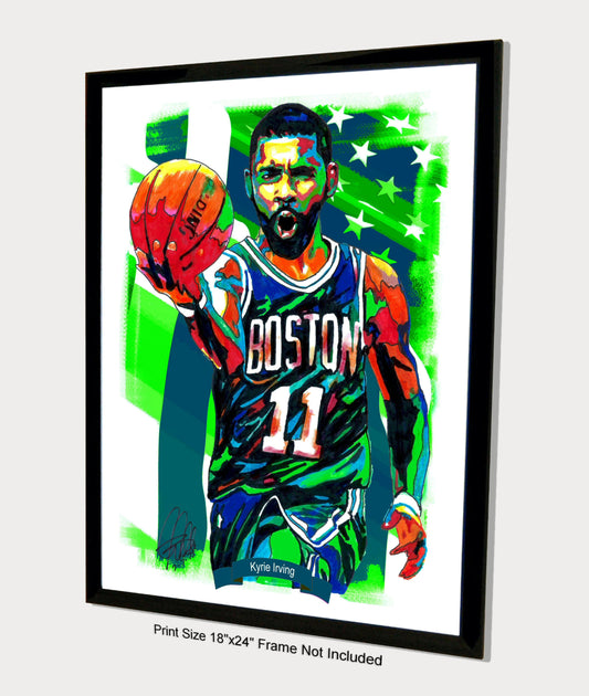 Kyrie Irving Boston Celtics Basketball Sports Poster Print Wall Art 18x24