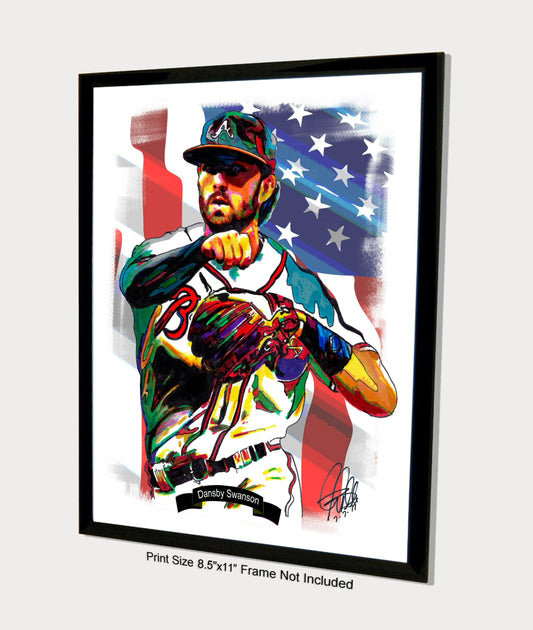 Dansby Swanson Atlanta Braves Baseball Print Poster Wall Art 8.5x11