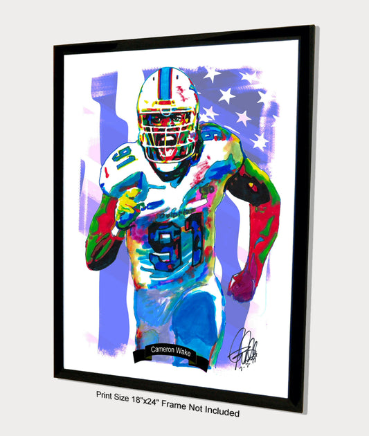 Cameron Wake Miami Dolphins Football Poster Print Wall Art 18x24