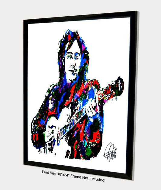 John Lennon The Beatles Singer Guitar Music Print Poster Wall Art 18x24