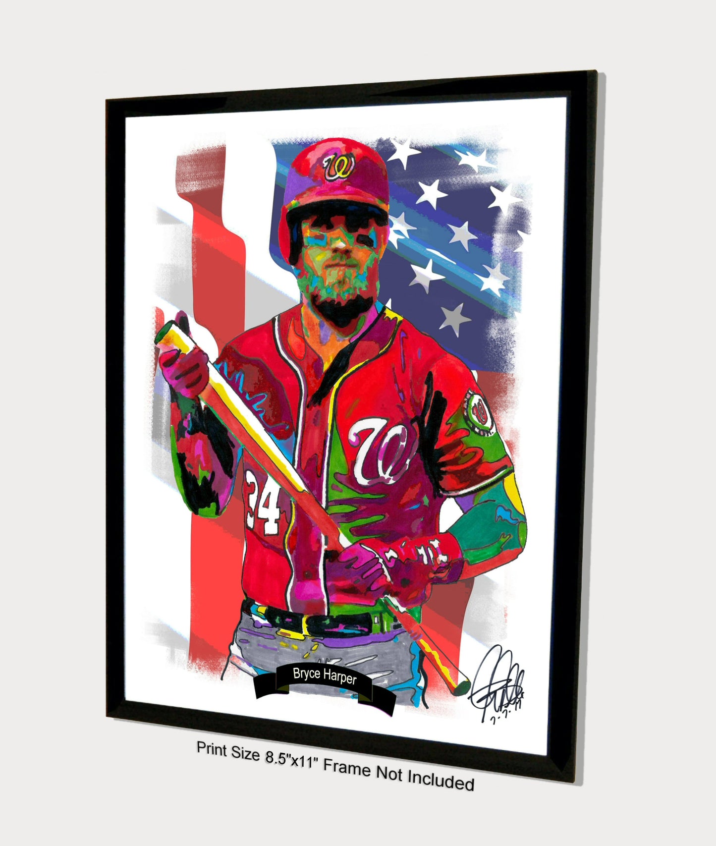 Bryce Harper Washington Nationals Baseball Sports Poster Print Wall Art 8.5x11