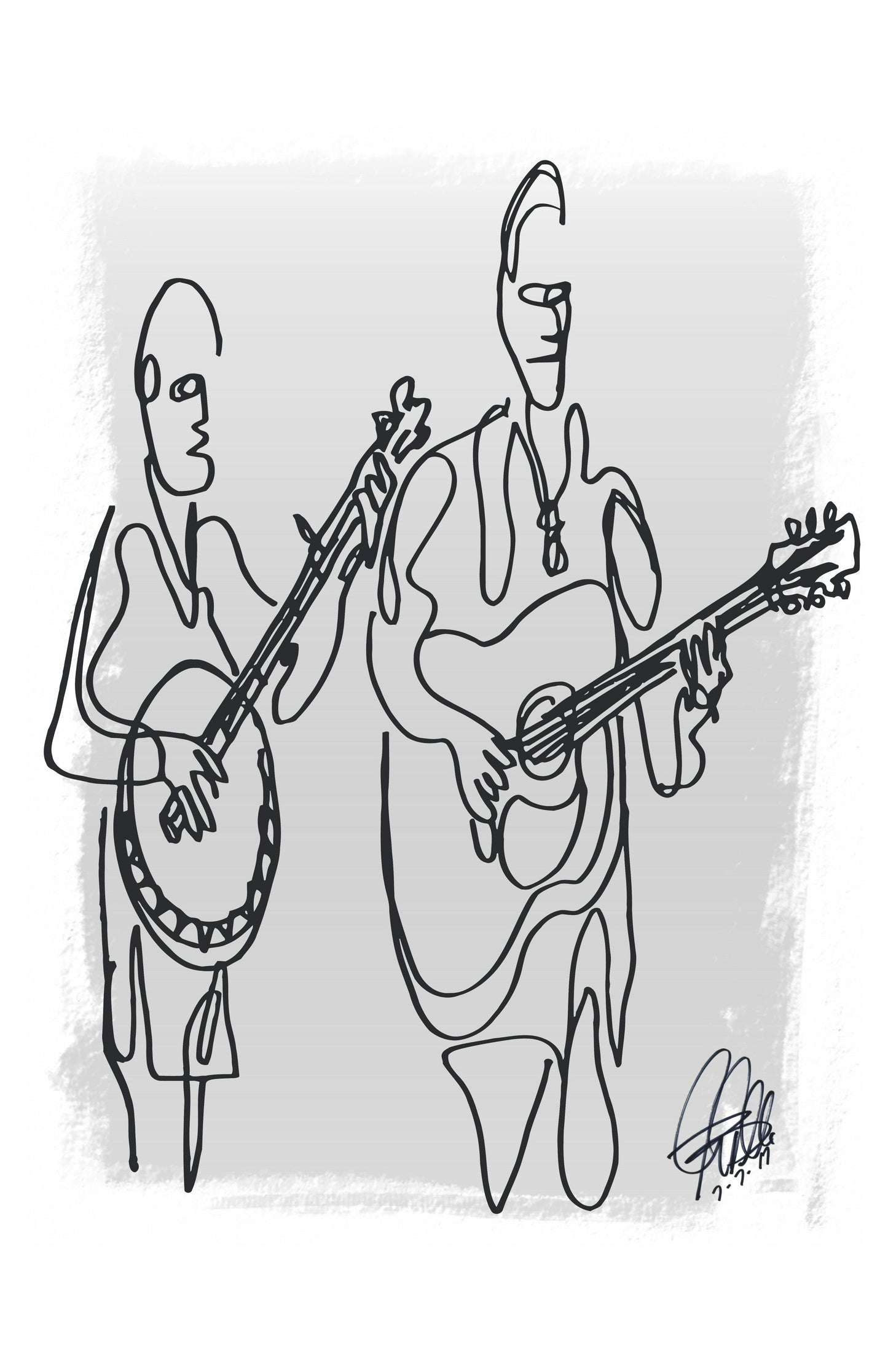 Bluegrass Players Guitar Banjo Music Poster Print Wall Art 11x17