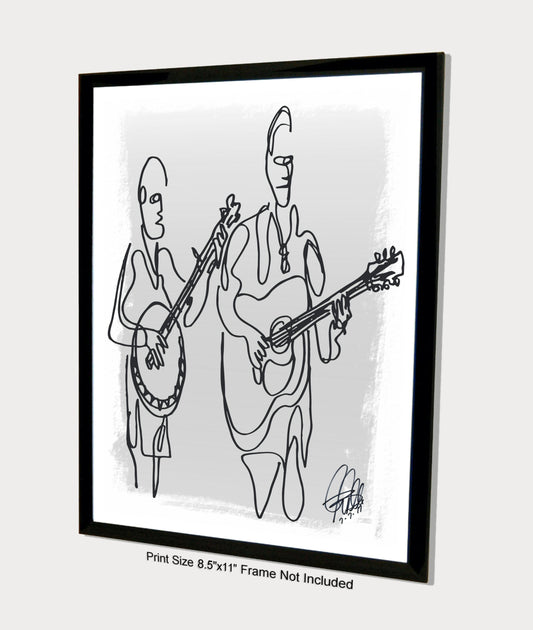 Bluegrass Players Guitar Banjo Music Poster Print Wall Art 8.5x11