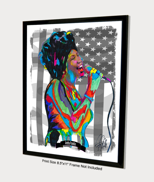 Aretha Franklin Singer Piano Soul Gospel R&B Music Poster Print Wall Art 8.5x11