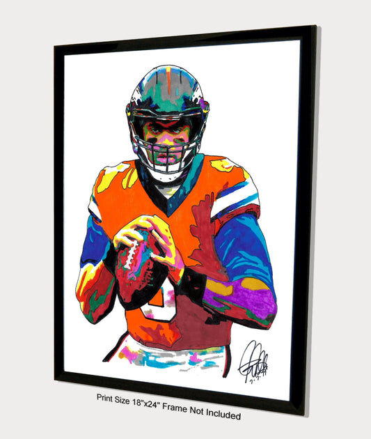 Russell Wilson Denver Broncos Football Sports Poster Print Wall Art 18x24