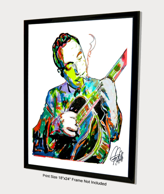 Django Reinhardt Guitar Jazz Bebop Music Print Poster Wall Art 18x24