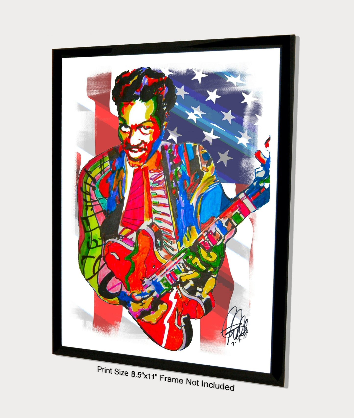 Chuck Berry Johnny B Goode Guitar Music Print Poster Wall Art 8.5x11