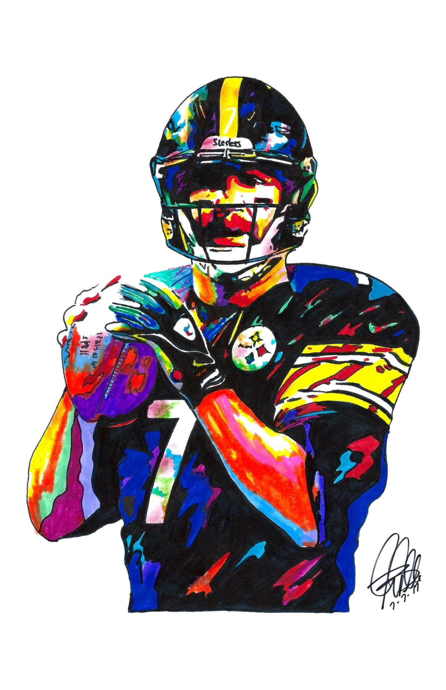 Ben Roethlisberger Steelers Football Sports Poster Print Wall Art 11x17