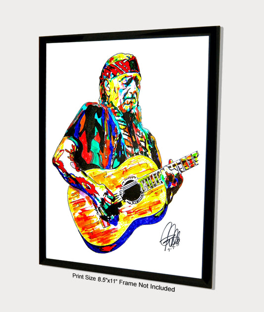 Willie Nelson Singer Guitar Pop Country Music Print Poster Wall Art 8.5x11