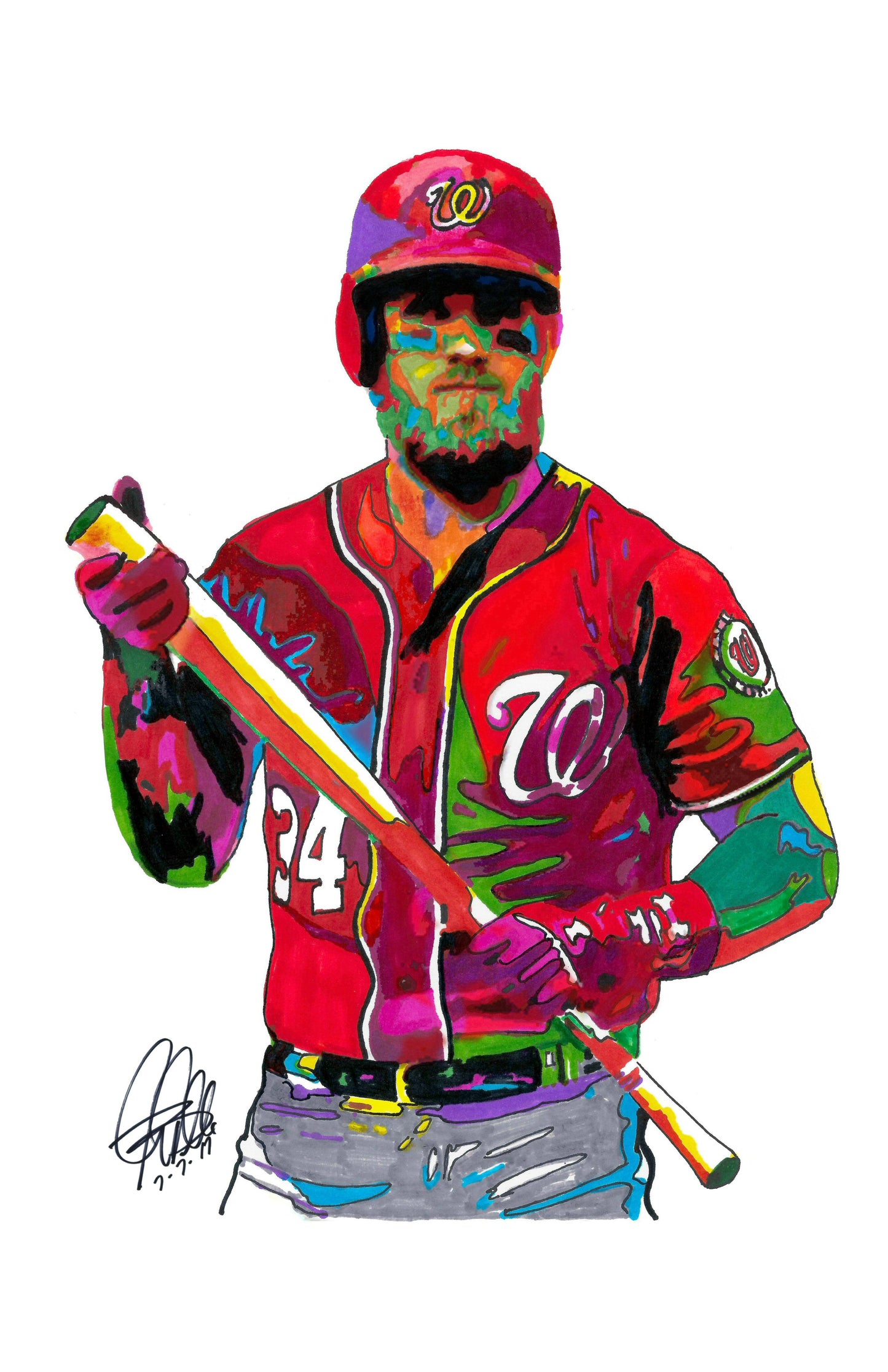 Bryce Harper Washington Nationals Sports Poster Print Wall Art 11x17