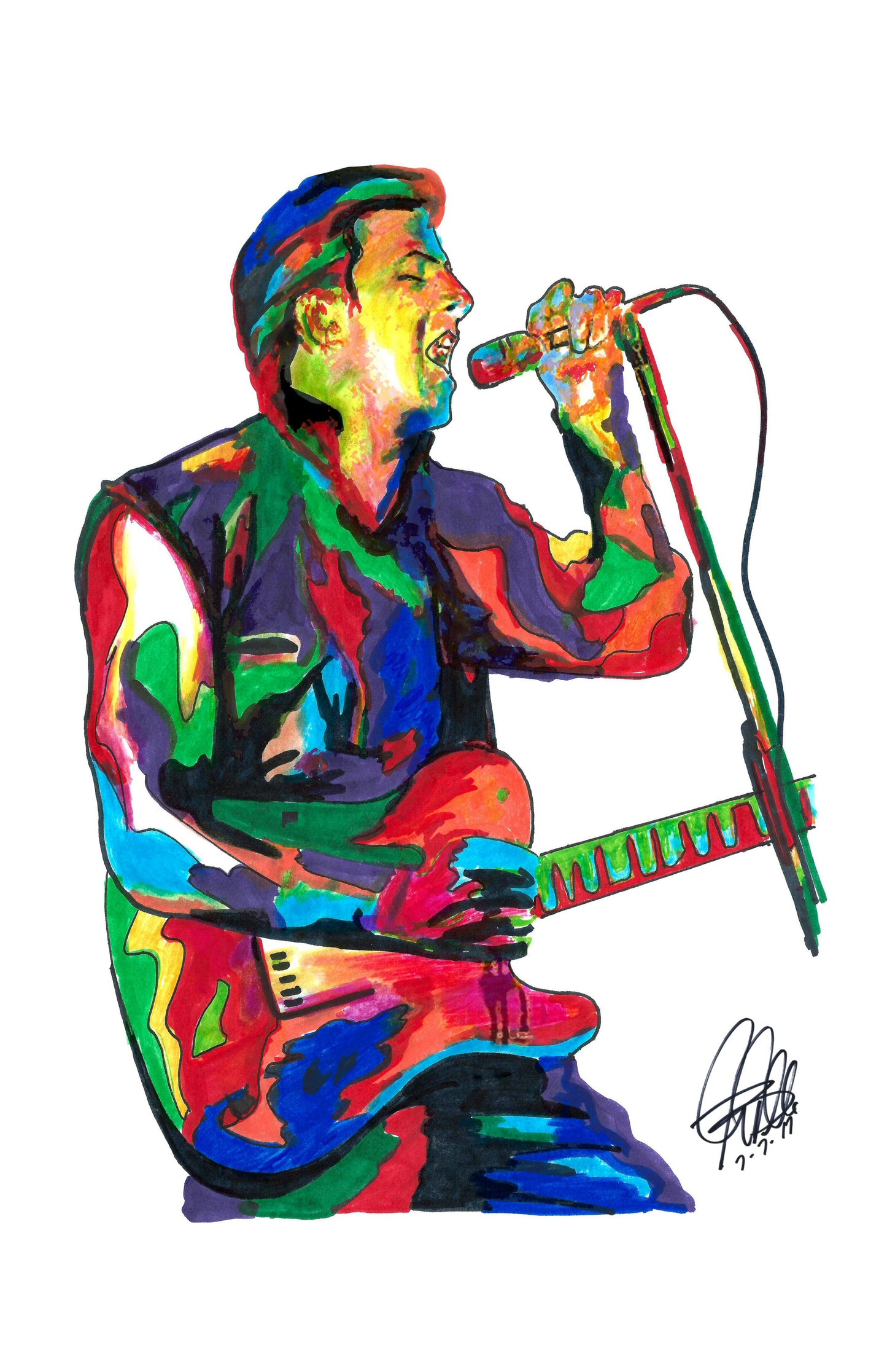 Joe Strummer The Clash Singer Punk Rock Music Poster Print Wall Art 11x17