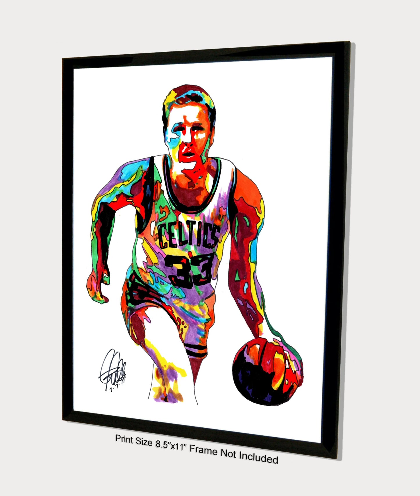 Larry Bird Boston Celtics Basketball Sports Poster Print Wall Art 8.5x11