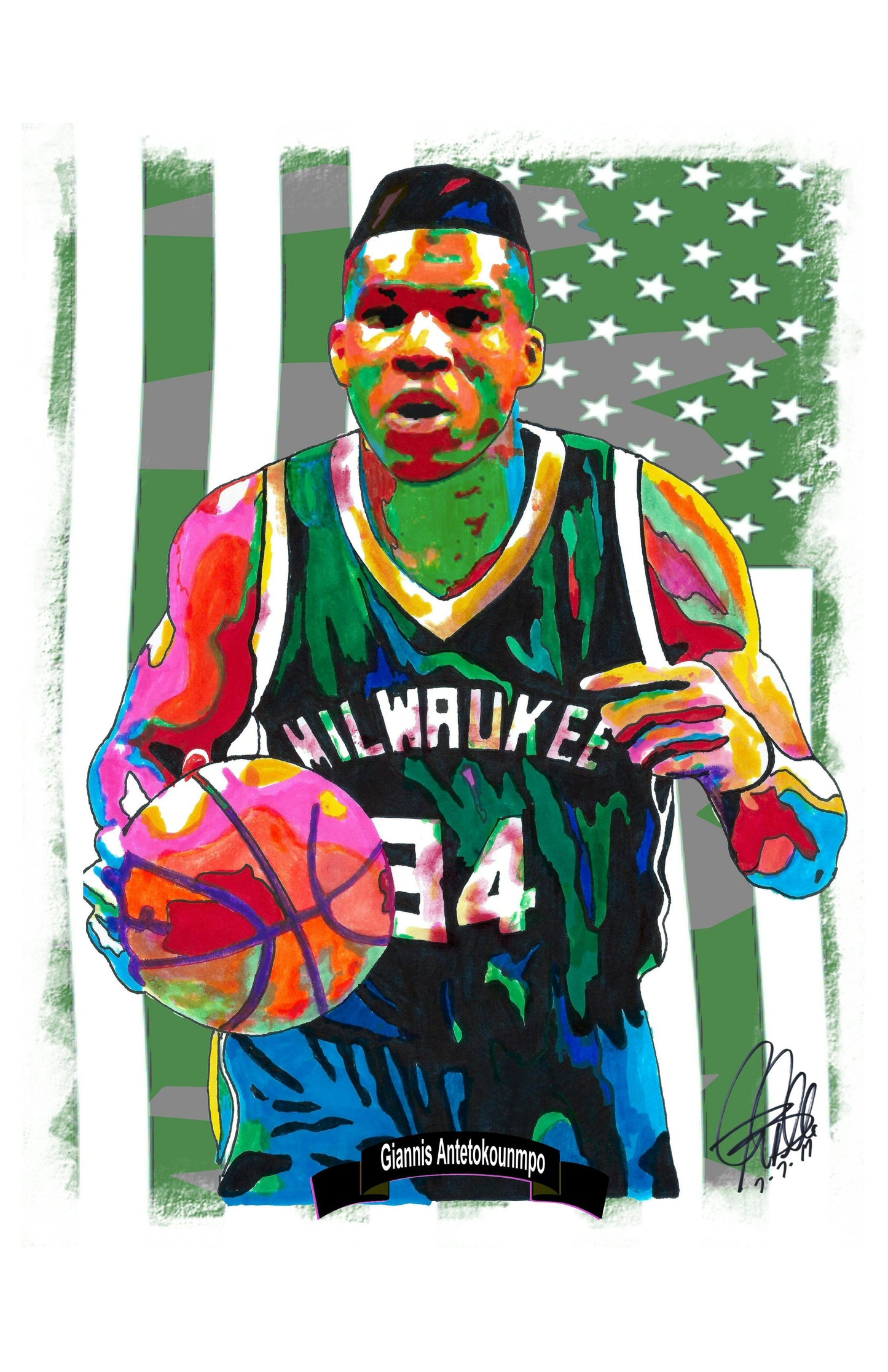 Giannis Antetokounmpo Bucks Basketball Sports Poster Print Wall Art 11x17