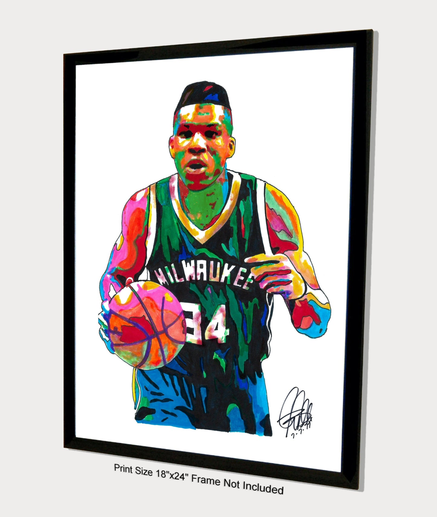 Giannis Antetokounmpo Milwaukee Bucks Basketball Poster Print Wall Art 18x24