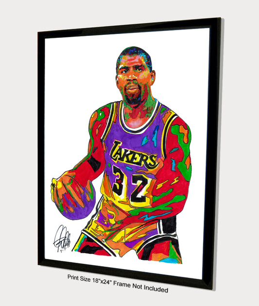 Magic Johnson Los Angeles Lakers Sports Basketball Poster Print Wall Art 18x24