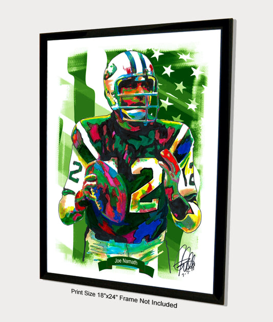 Joe Namath New York Jets QB Football Sports Poster Print Wall Art 18x24