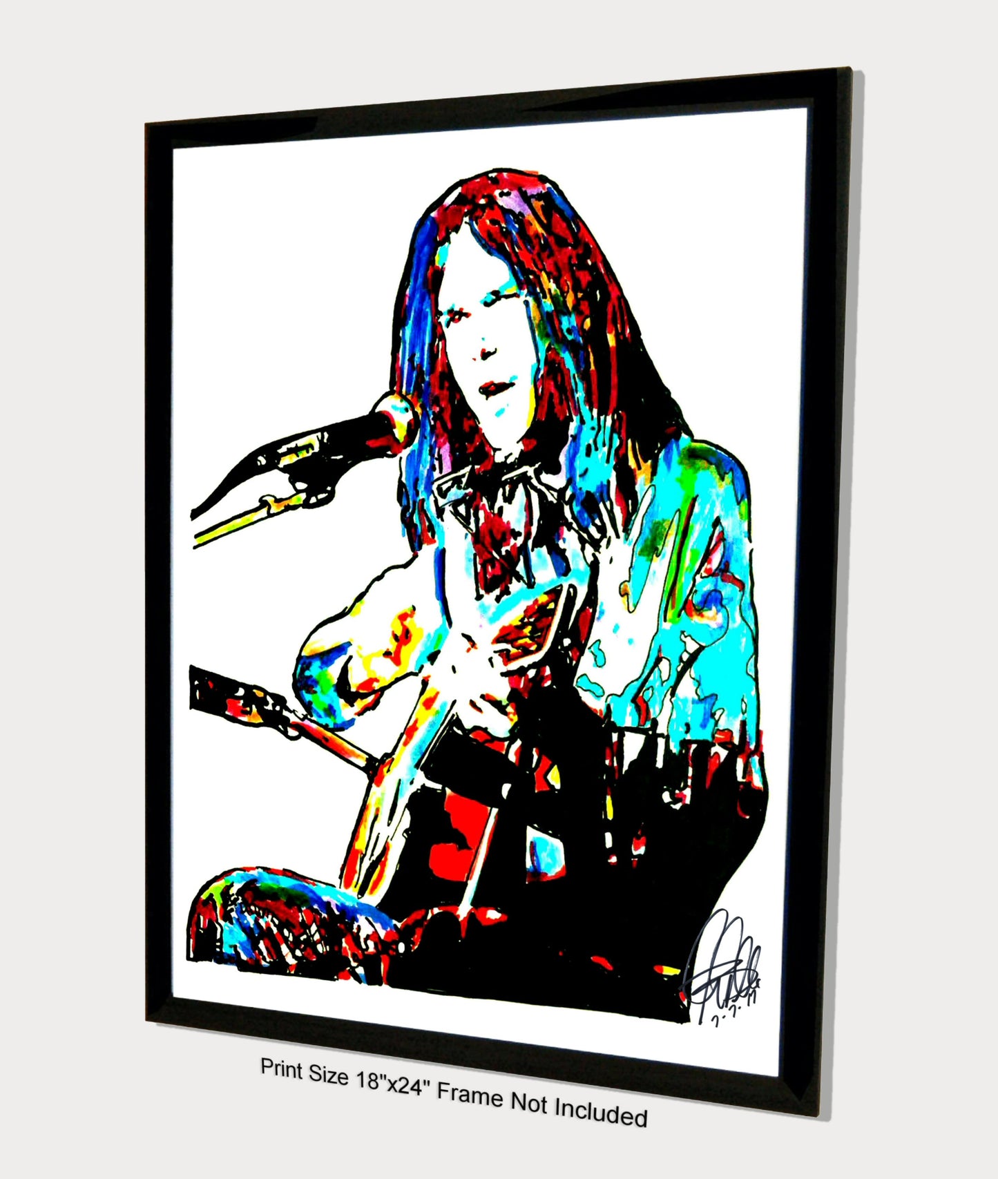 Neil Young Guitar Rock Music Poster Print Wall Art 18x24