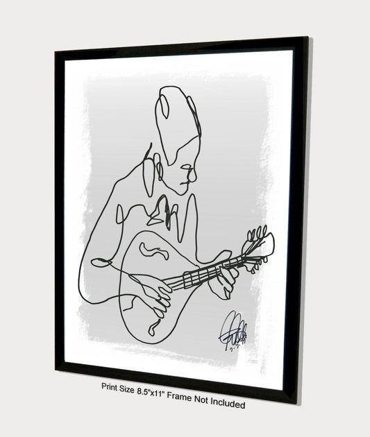 Mandolin Player Music Poster Print Wall Art 8.5x11