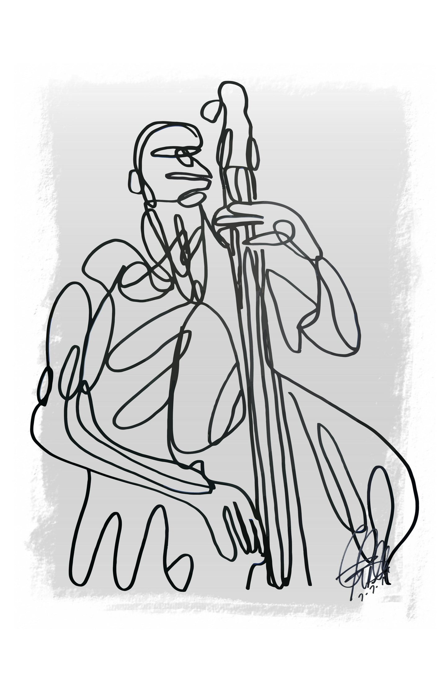 Upright Bass Player Music Poster Print Wall Art 11x17