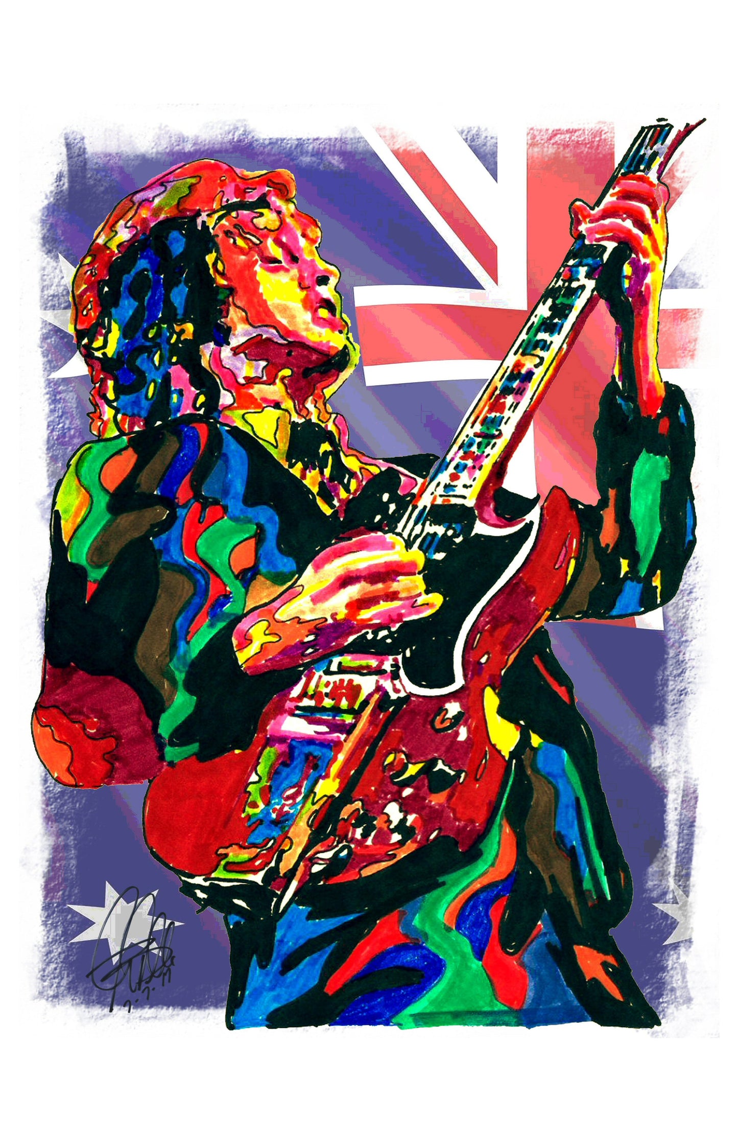 Angus Young ACDC Guitar Blues Hard Rock Music Poster Print Wall Art 11x17