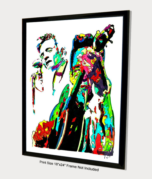 Johnny Cash Singer Guitar Country Music Poster Print Wall Art 18x24