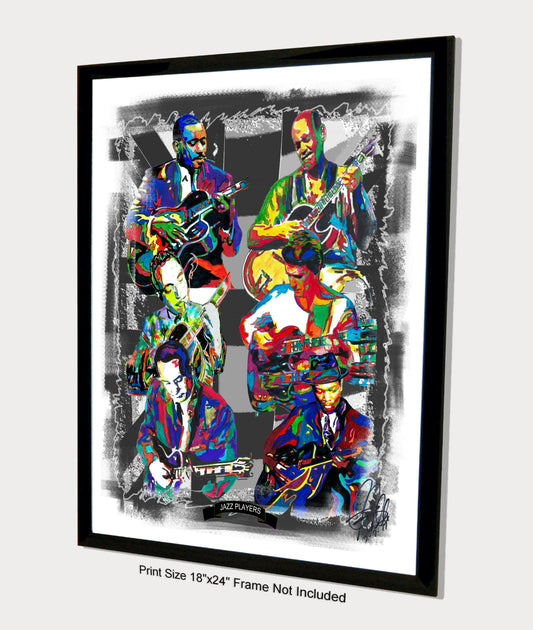 Jazz Guitar Players Music Poster Print Wall Art 18x24