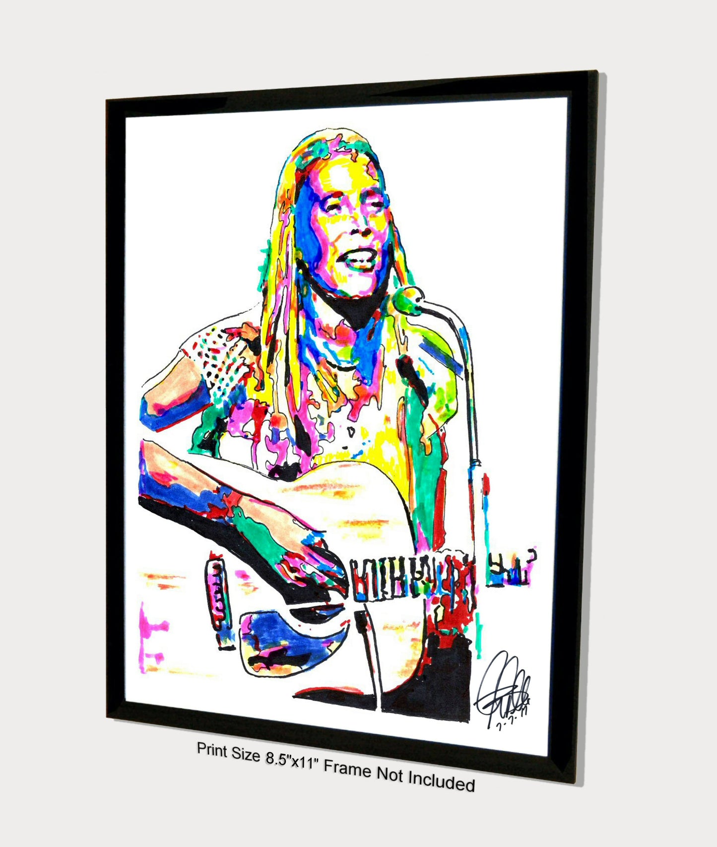 Joni Mitchell Singer Guitar Folk Rock Pop Music Poster Print Wall Art 8.5x11