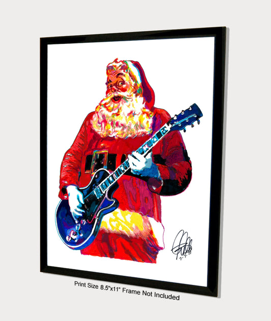 Santa Claus Guitar Music Poster Print Wall Art 8.5x11