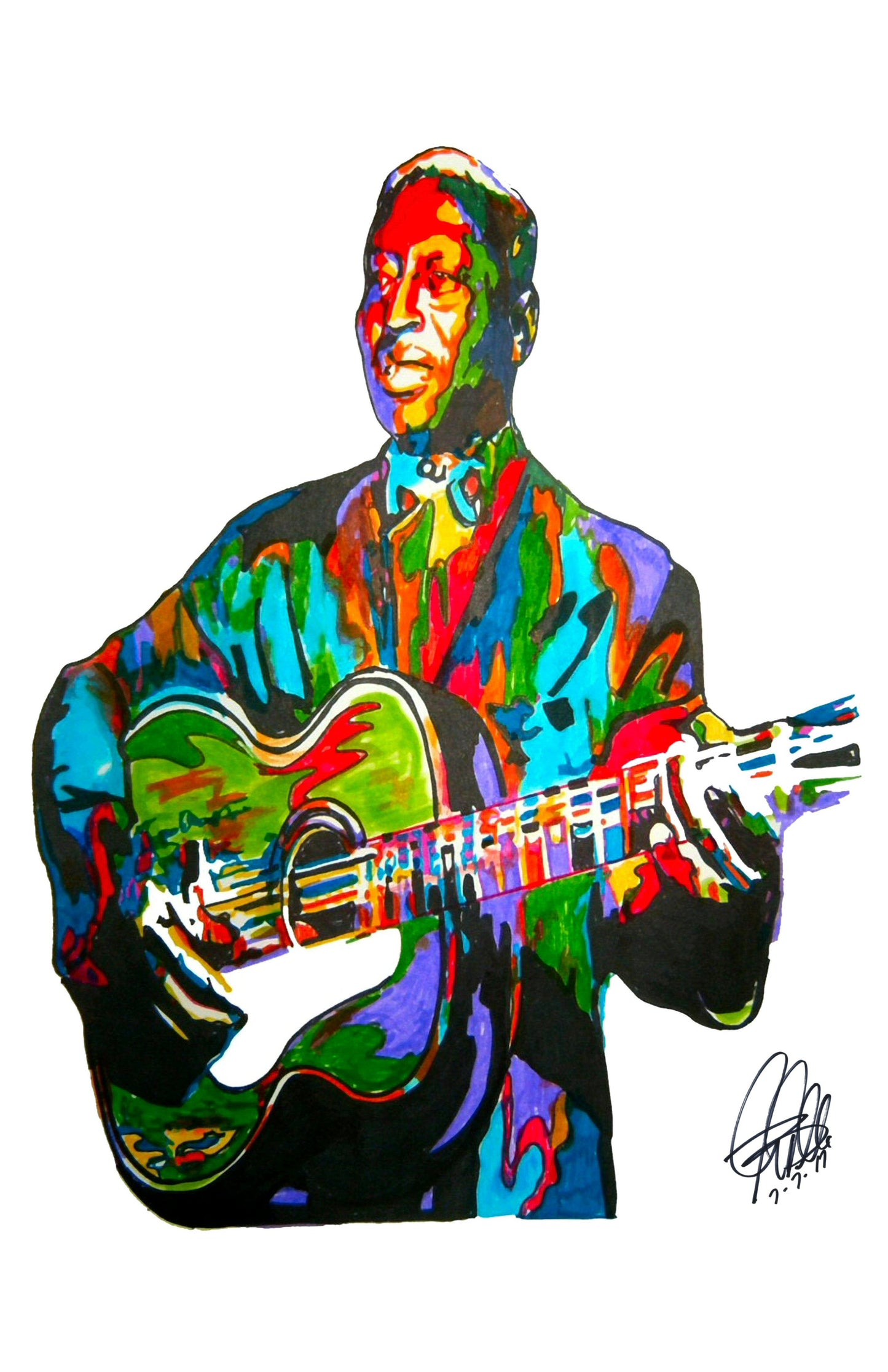 Lead Belly Guitar Singer Delta Blues Music Poster Print Wall Art 11x17