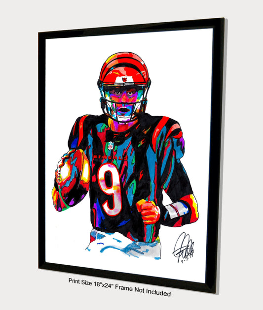 Joe Burrow Cincinnati Bengals QB Football Sports Poster Print Wall Art 18x24