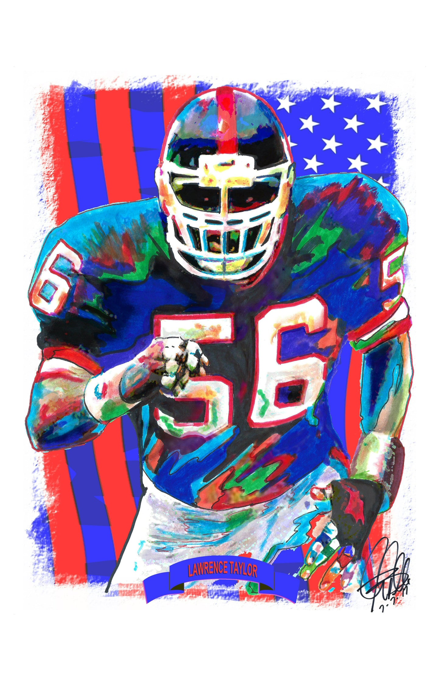 Lawrence Taylor New York Giants Football Sports Poster Print Wall Art 11x17