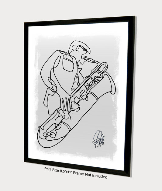 Tenor Saxophone Sax Player Music Poster Print Wall Art 8.5x11