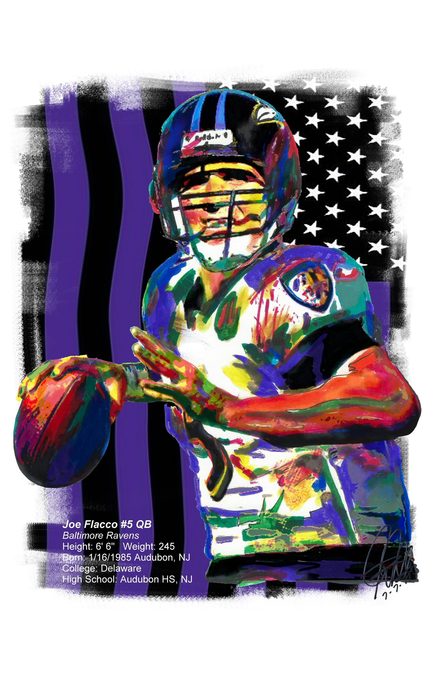 Joe Flacco Baltimore Ravens Football Sports Poster Print Wall Art 11x17