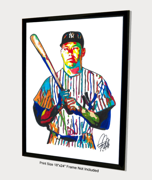 Mickey Mantle New York Yankees Baseball Print Poster Wall Art 18x24