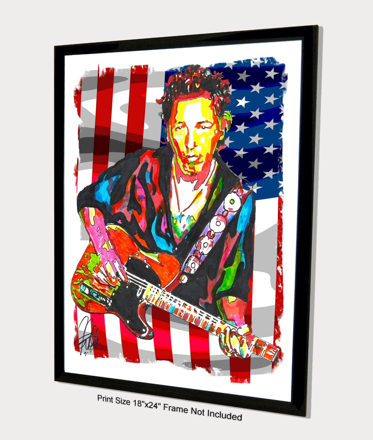 Bruce Springsteen The Boss Singer Guitar Rock Music Print Poster Wall Art 18x24