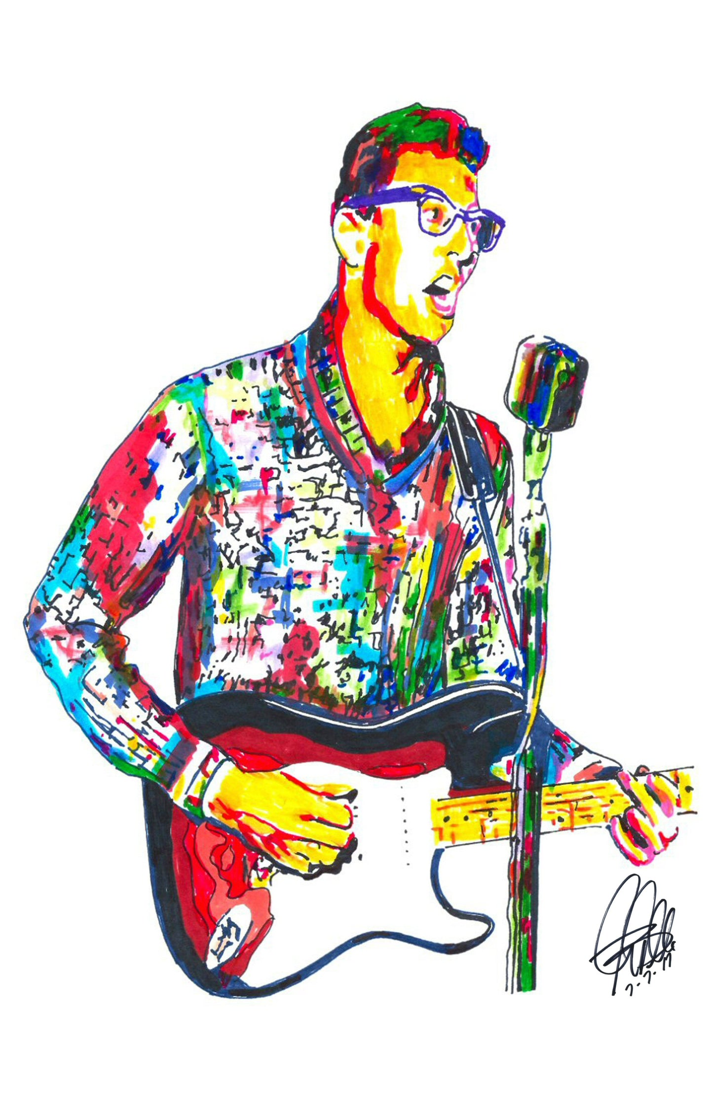 Buddy Holly Rock and Roll Music Print Poster Wall Art 11x17