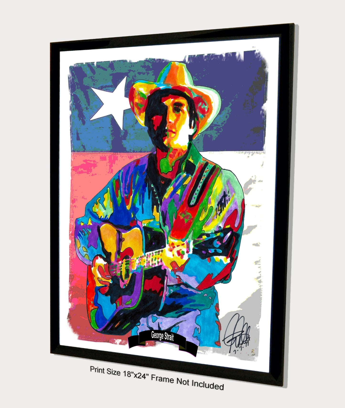 George Strait Guitar Country Music Poster Print Wall Art 18x24