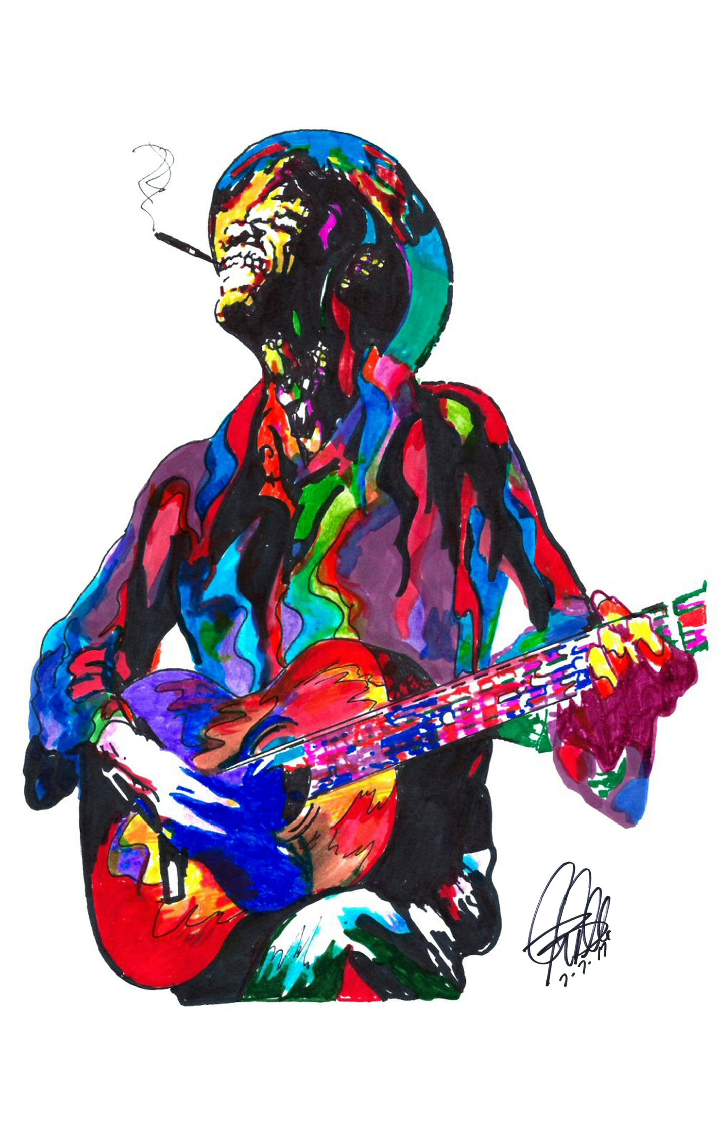 Lightnin Hopkins Singer Guitar Texas Blues Music Poster Print Wall Art 11x17