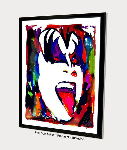 Gene Simmons Kiss Bass Guitar Hard Rock Music Poster Print Wall 8.5x11