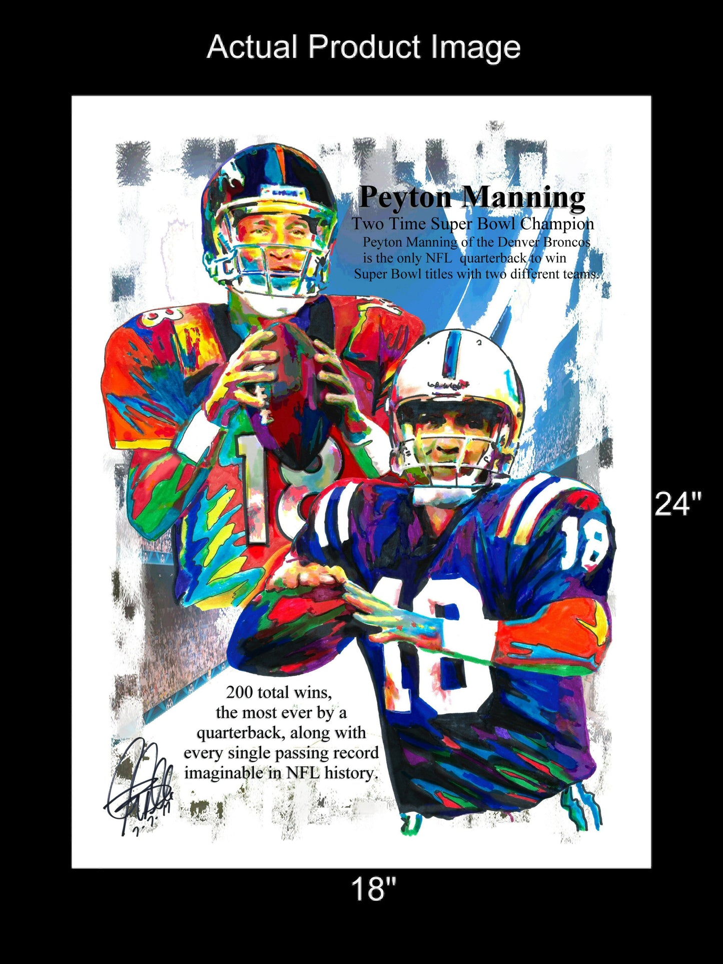 Peyton Manning Colts Broncos Football Sports Poster Print Wall Art 18x24