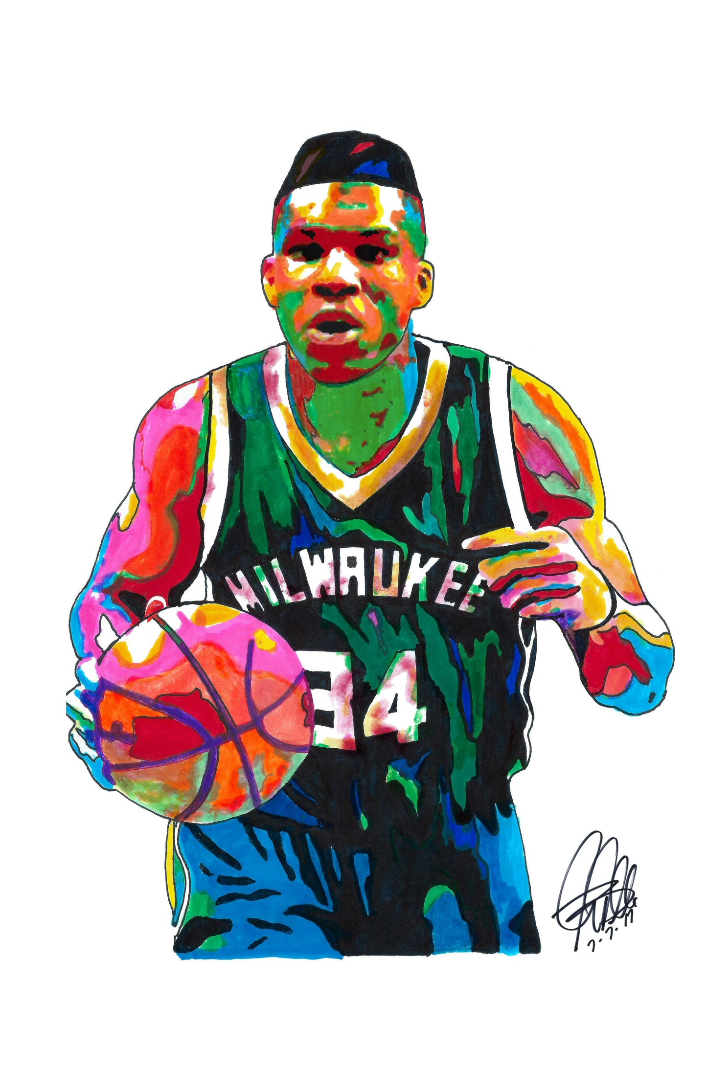 Giannis Antetokounmpo Milwaukee Bucks Basketball Poster Print Wall Art 11x17