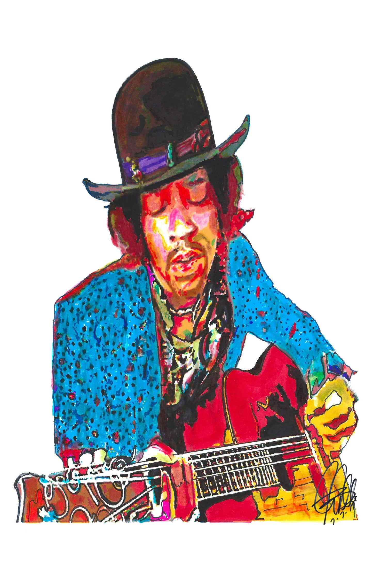 Jimi Hendrix Acoustic Guitar Rock Music Poster Print Wall Art 11x17