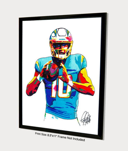 Justin Herbert Los Angeles Chargers QB Football Poster Print Wall Art 8.5x11