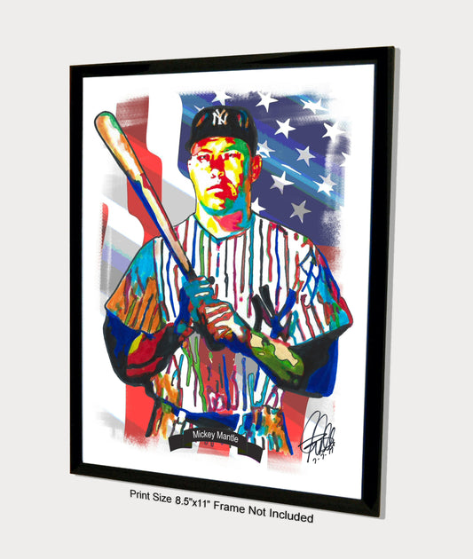 Mickey Mantle New York Yankees Baseball CF Print Poster Wall Art 8.5x11