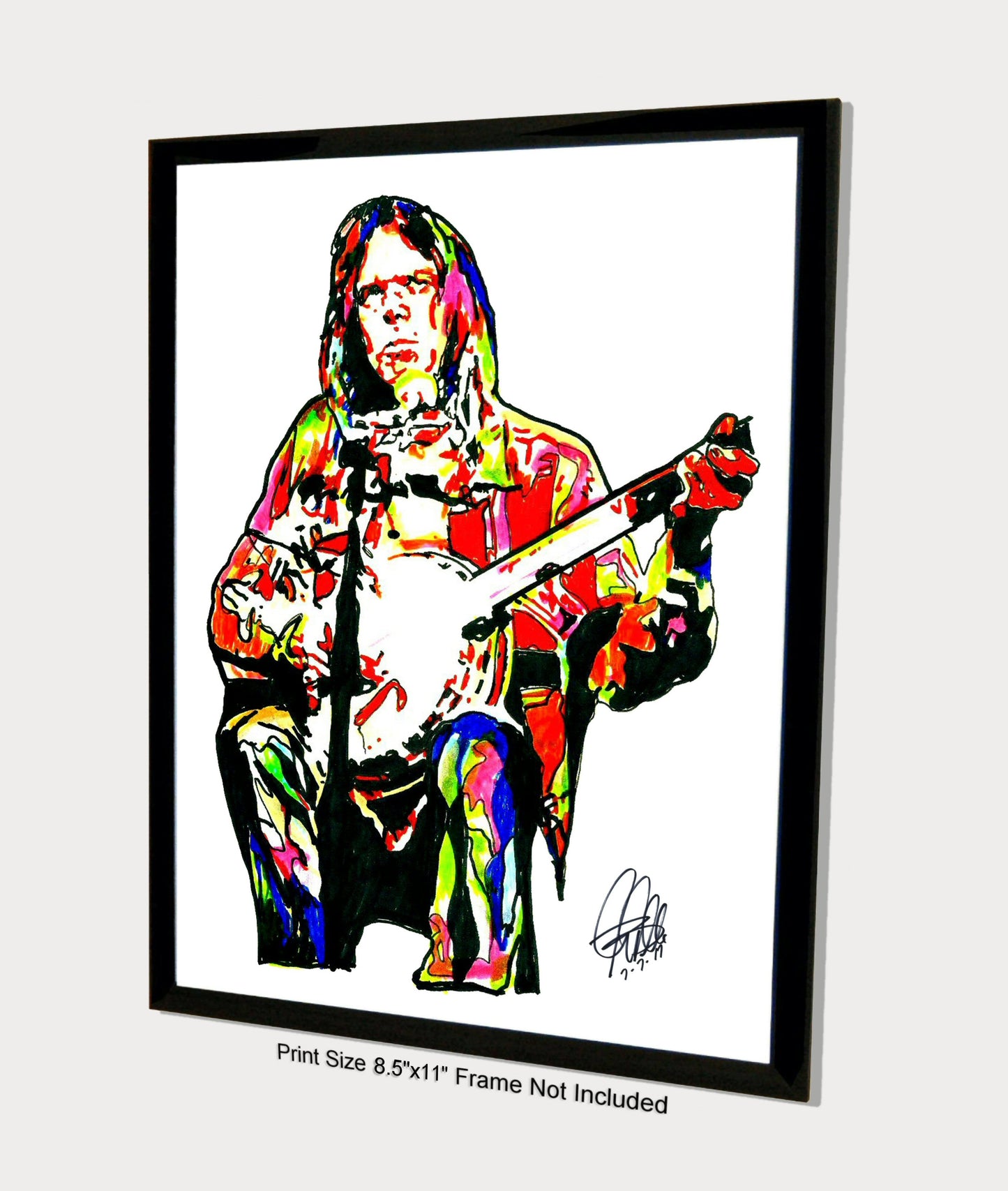 Neil Young Guitar Folk Rock Music Poster Print Wall Art 8.5x11